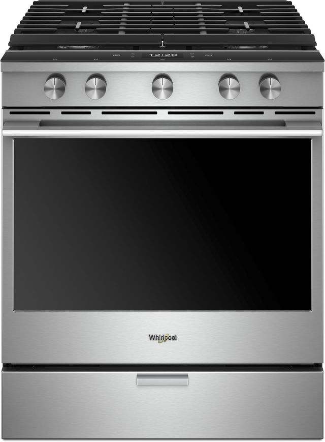 Whirlpool® 30" Fingerprint Resistant Stainless Steel Slide In Gas Range-0