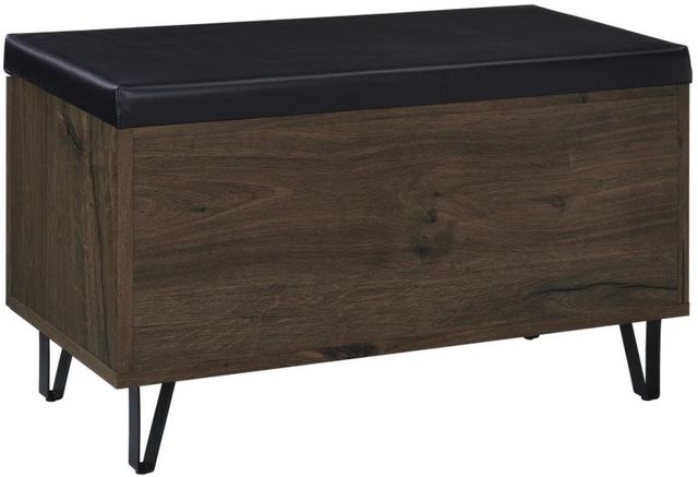 Coaster® Brixton Black/Smoked Oak Entryway Shoe Storage Bench-5