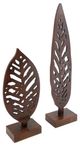 A & B Home 2-Piece Brown Intrinsic Leaf Statuary Set-0