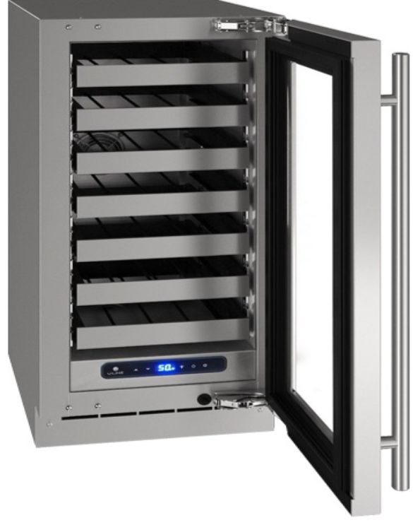 U-Line 5 Class Collection 18” 3.7 Cu. Ft. Stainless Steel Wine Cooler with Reversible Hinge Glass Door-2