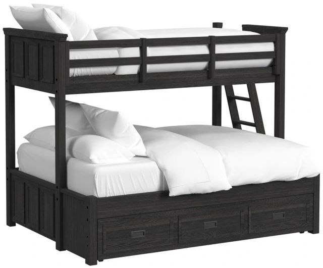 Elements International Hampton Kids Charcoal Youth Twin/Full Bunk Bed with Ladder and Trundle-0