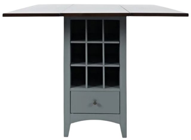 Jofran Inc. Asbury Park Autumn Brown Counter Drop Leaf Table with Gray Base-2