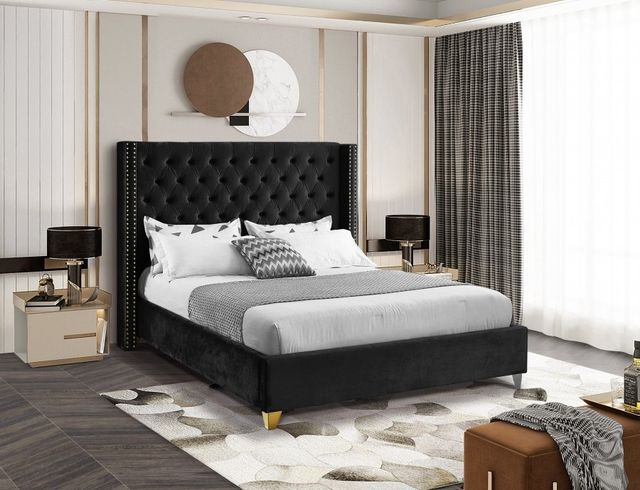 Meridian Furniture Barolo Black Velvet Full Bed-3