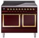Ilve® Nostalgie II Noblesse 40'' Burgundy Pro Style Induction Range with Brass Trim-0