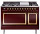 Ilve® Nostalgie II Noblesse 48'' Burgundy Pro Style Dual Fuel Range with Brass Trim-0