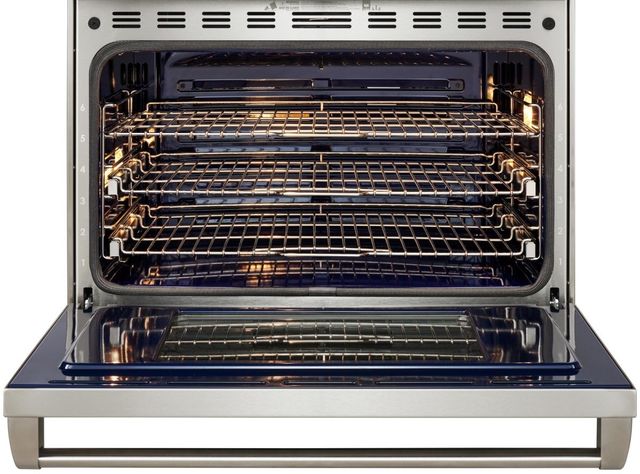 Wolf® 36" Stainless Steel Pro Style Dual Fuel Range with White Door-3