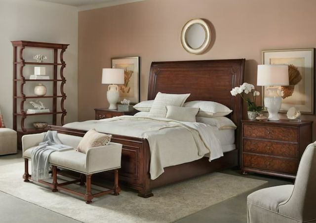 Hooker® Furniture Charleston Black Cherry/Chateau Linen Bed Bench-1