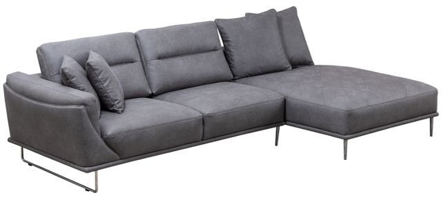 Mazin Furniture Zinia 2-Piece Grey Right-Arm Facing Loveseat Sectional and Chaise-0