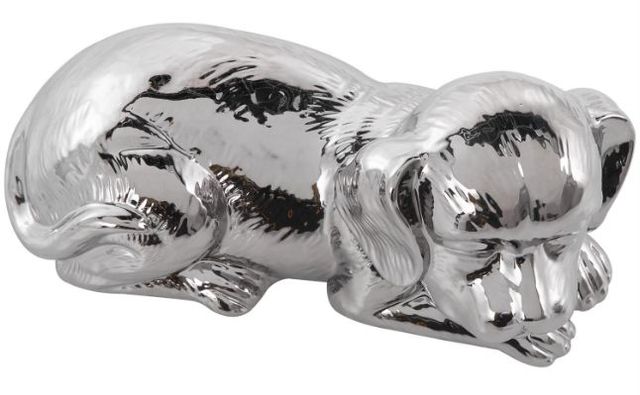 Deco Marche Silver 5" Ceramic Dog Sculpture-1