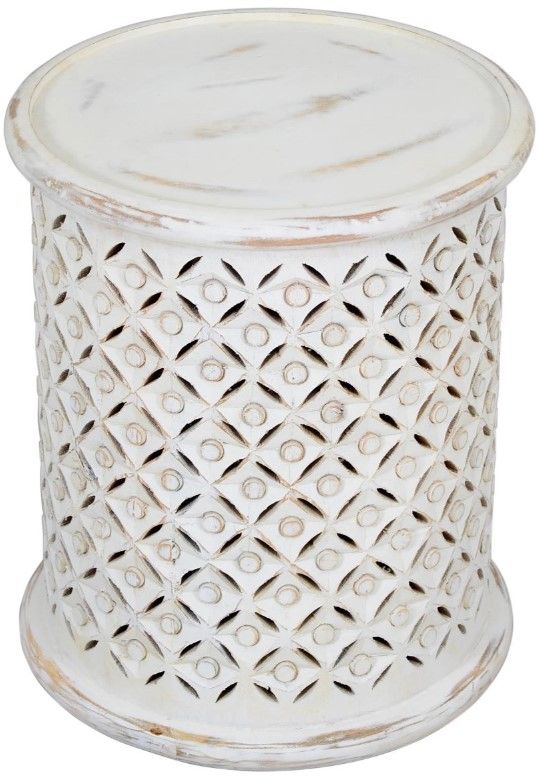 Jofran Inc. Global Archive Decker Antique White Large Drum Table-3