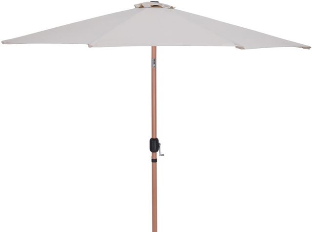 Meridian Furniture Fiji Beige/Teak Aluminum Outdoor Patio Umbrella and Base-3