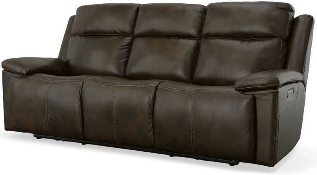 Flexsteel® Chance Dark Brown Power Reclining Sofa with Power Headrests-2