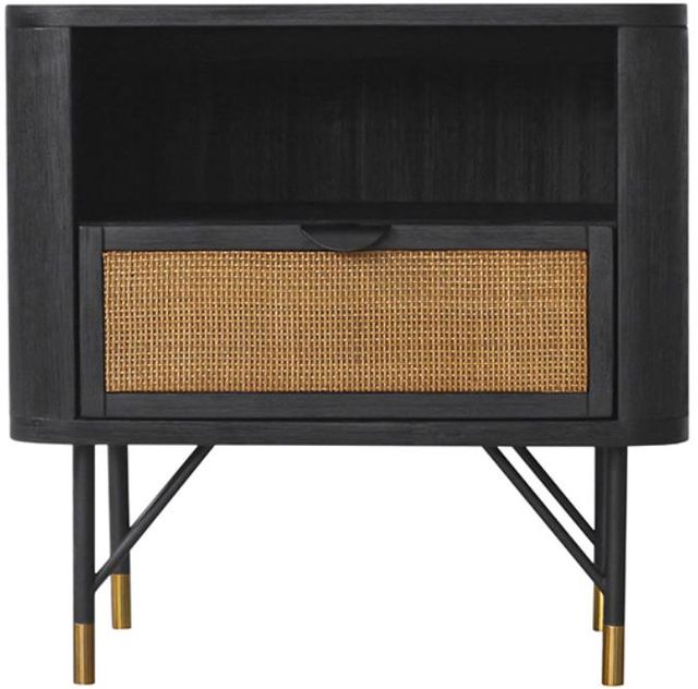 Armen Living Saratoga Black/Brown Nightstand -3