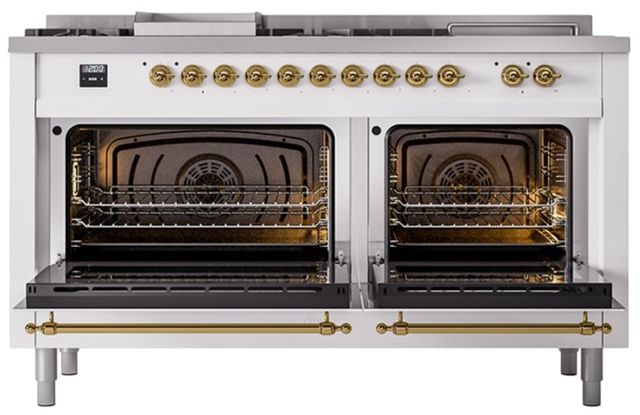 Ilve® Nostalgie II Series 60" White Pro Style Dual Fuel Range-1