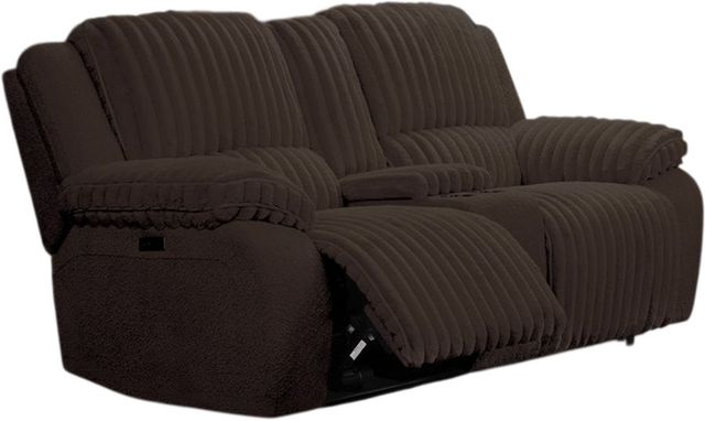 American Wholesale Furniture Mondo Chocolate Power Reclining Loveseat with Console-0