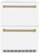 ZLINE Autograph Edition 24 in. Touchstone 168 Can Outdoor-Rated Dual Refrigerator Drawer with Matte White Doors and Polished Gold Handles-0