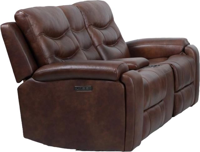 CHEERS Sherman Brazil Cognac Light Brown Dual Power Console Loveseat-0