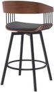 Armen Living Athena Black/Walnut Swivel Bar Stool-2