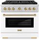ZLINE Paramount Series Autograph Edition 36" Stainless Steel Pro Style Gas Range with White Matte Door and Champagne Bronze Accents-0