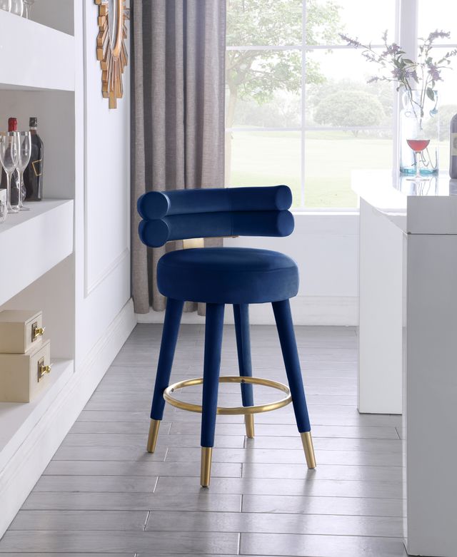 Meridian Furniture Fitzroy 2-Piece Navy Velvet Counter Stools-1