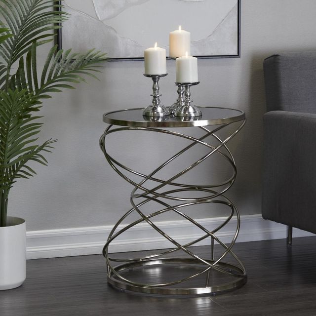 Deco Marche U Select Black Accent Table with Silver Open Ring Base-4