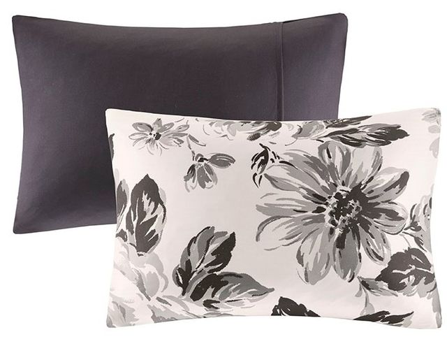 Olliix by Intelligent Design Black and White Full/Queen Dorsey Floral Print Comforter Set-1