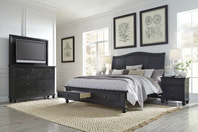 aspenhome® Oxford Rubbed Black Queen Sleigh Bed-2