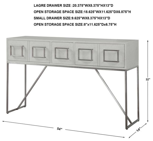 Uttermost® Abaya Soft White Console Table with Brushed Nickel Base-2