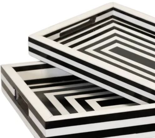 Stylecraft Dann Foley Lifestyles 2-Piece Black/White Tray Set-1