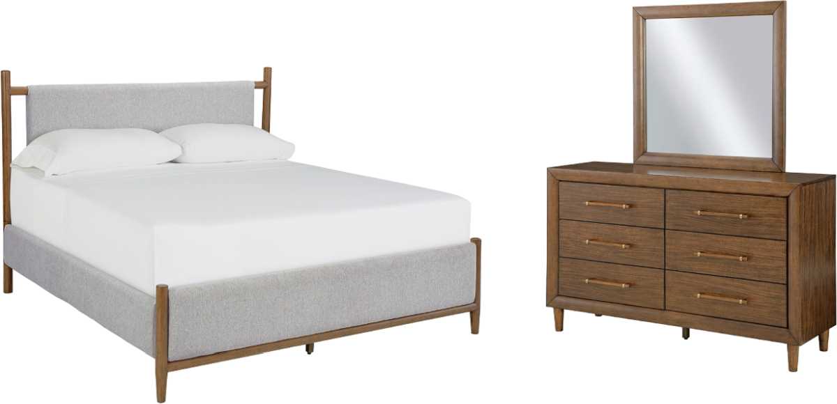 Lyncott 6 Piece Queen Upholstered Bedroom - Brown Lyncott 6 Piece Queen Upholstered Bedroom - Brown