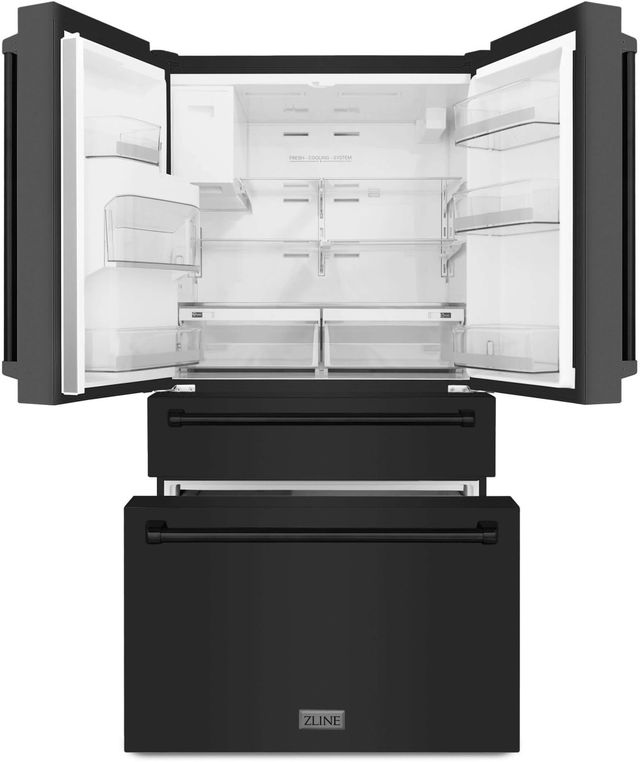 ZLINE 36" 21.6 Cu. Ft. Fingerprint Resistant Black Stainless Steel Counter Depth French Door Refrigerator with Water Dispenser, Ice Dispenser, and Extra Water Filter-1