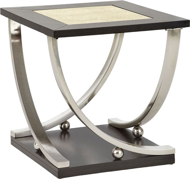 Steve Silver Co. Ramsey Ebony End Table with Stainless Steel Frame-0