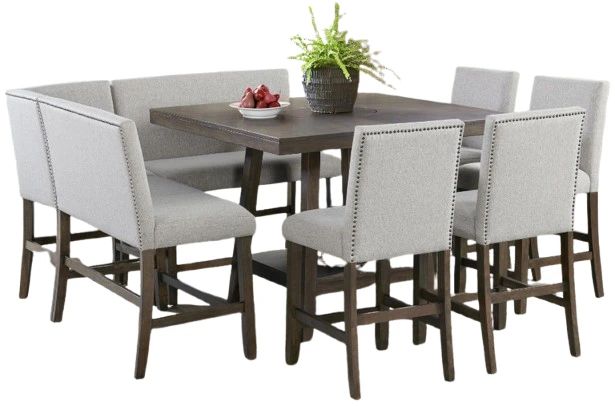 Elements International Seneca 8-Piece Brown Dining Set-0