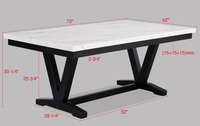 Crown Mark Tanner White Dining Table with Black Base-2