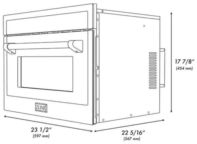 ZLINE Autograph Edition 24" 1.6 Cu. Ft. Black Stainless Steel Built-in Convection Microwave Oven with Polished Gold Helix Handle-1