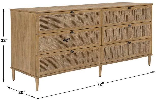 Uttermost® Coast Soft Oak Stain 6-Drawer Rattan Chest-2