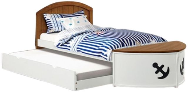Furniture of America® Poseidon Oak/White Twin Captain Bed with Trundle-1