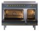 Ilve® Nostalgie II Noblesse 48'' Blue Gray Pro Style Induction Range with Brass Trim-2