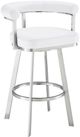 Armen Living Magnolia Brushed Stainless Steel/White 26'' Counter Stool-0