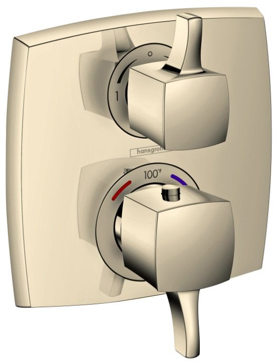 Hansgrohe Ecostat Classic Polished Nickel Thermostatic Trim with Volume Control and Square Diverter-0