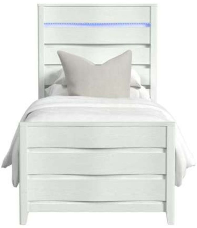Elements International Tobias White Twin Panel Bed with LED-1