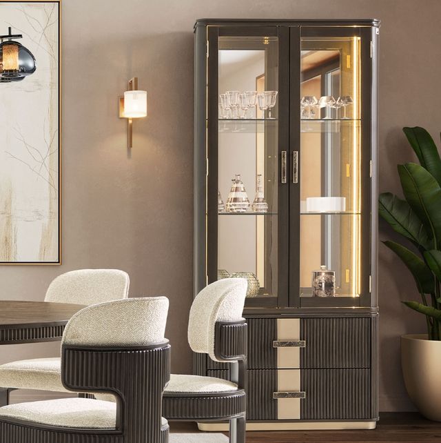 Michael Amini® West Kensington Medium Espresso Display Cabinet-1