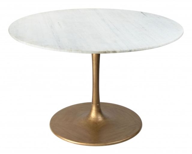 Zuo® Modern Ithaca White Dining Table with Gold Base-0