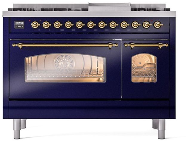 Ilve® Nostalgie II Series 48" Midnight Blue Pro Style Dual Fuel Range-1