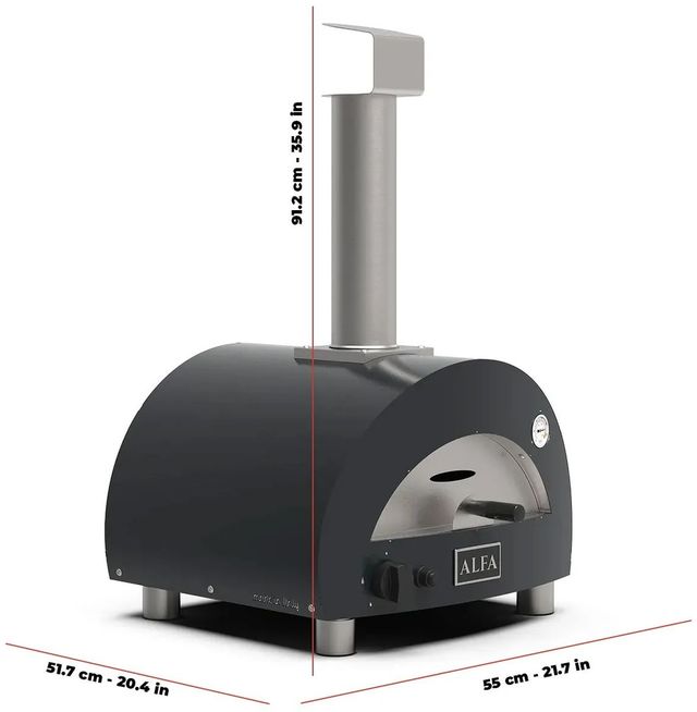 Alfa Moderno Portable 22" Ardesia Gray Liquid Propane Pizza Oven-3