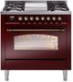 Ilve® Nostalgie II Series 36" Burgundy Pro Style Dual Fuel Range-1