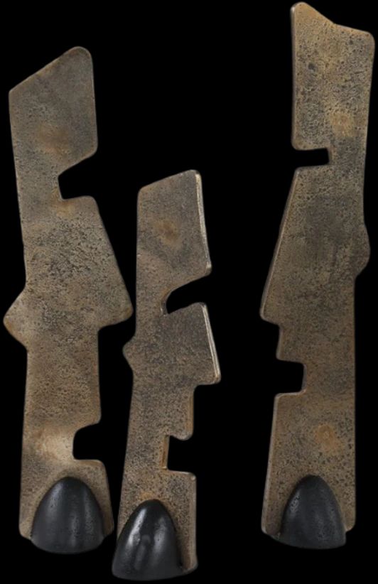 Uttermost® Geometric Echoes 3-Piece Black/Bronze Sculpture Set-0