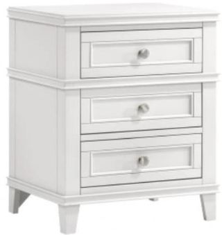 Bernards Nova II White 3-Drawer Nightstand with USB