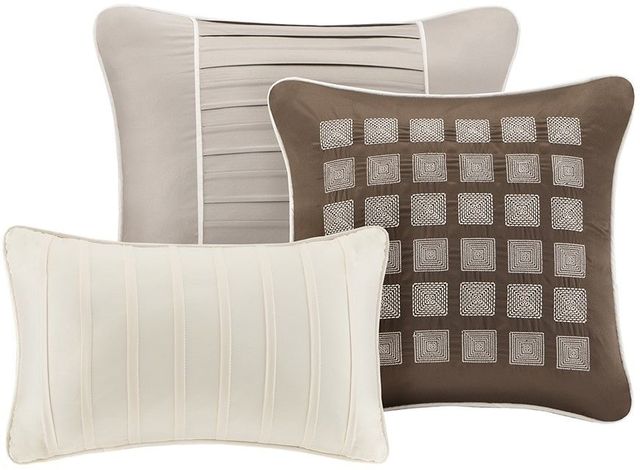 Olliix by Madison Park Trinity 7 Piece Taupe Queen Comforter Set-2