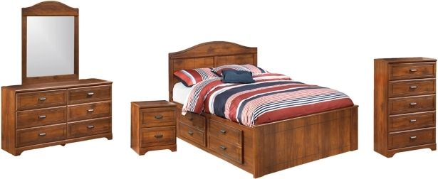 Signature Design by Ashley® Barchan 5-Piece Medium Brown Full Panel Bed Set-0